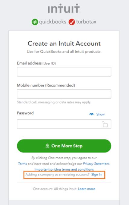 This image shows how to add multiple businesses to your QuickBooks account.